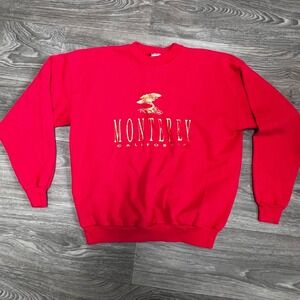 Monterey California Sweatshirt Crew‎ Neck Pullover Graphic Red Size XL